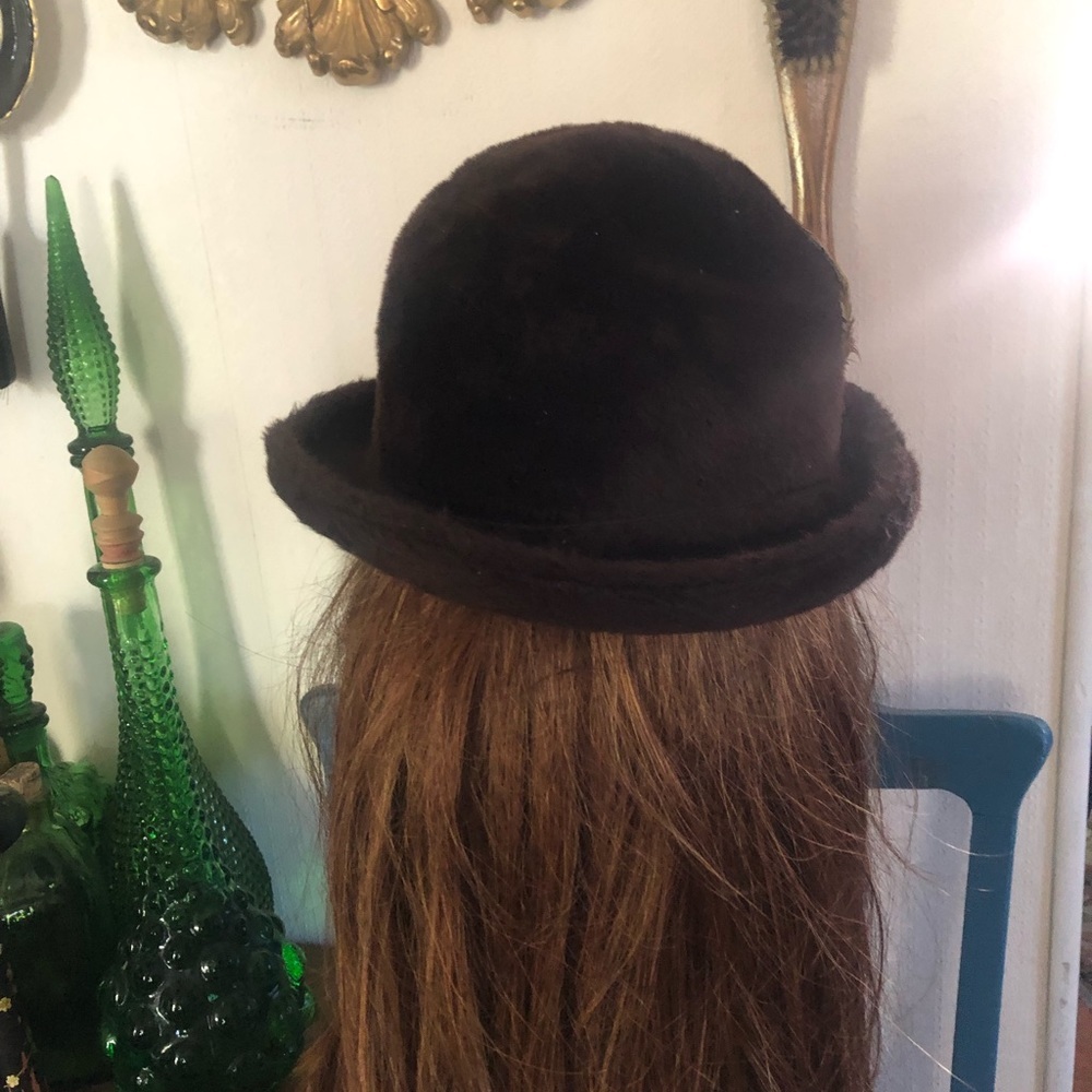 Vintage Brown Hat with Feather - Picture 10 of 16